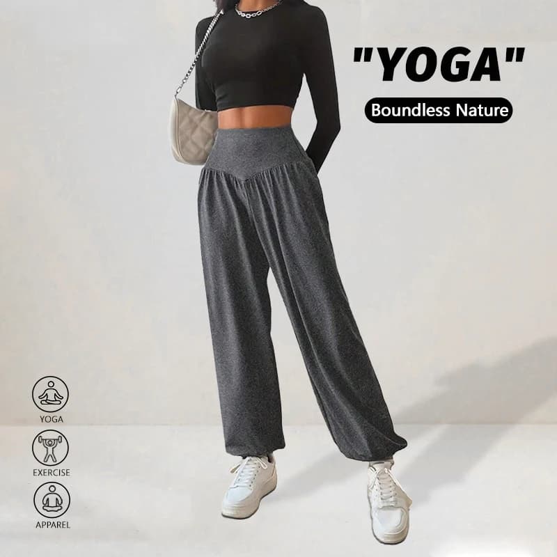 Leggings da donna a vita alta primaverili, pantaloni a lanterna con orlo, comodi e traspiranti, casual, per danza, palestra e fitness