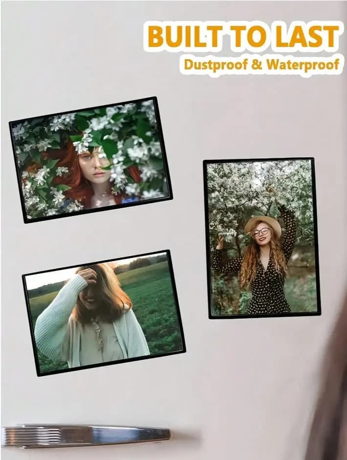1/5pcs Magnetic Picture Frame, Refrigerator Magnet, Holds 4X6 Inch Pictures, Reusable Black Magnet Fridge Photo Frame For Refrig