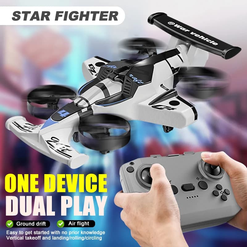 CZ04 Drone quadricottero RC 2 in 1 e RC Drift Car Land Air Dual Mode 2.4G Telecomando 360 ° Giocattolo elettrico senza testa con rotazione