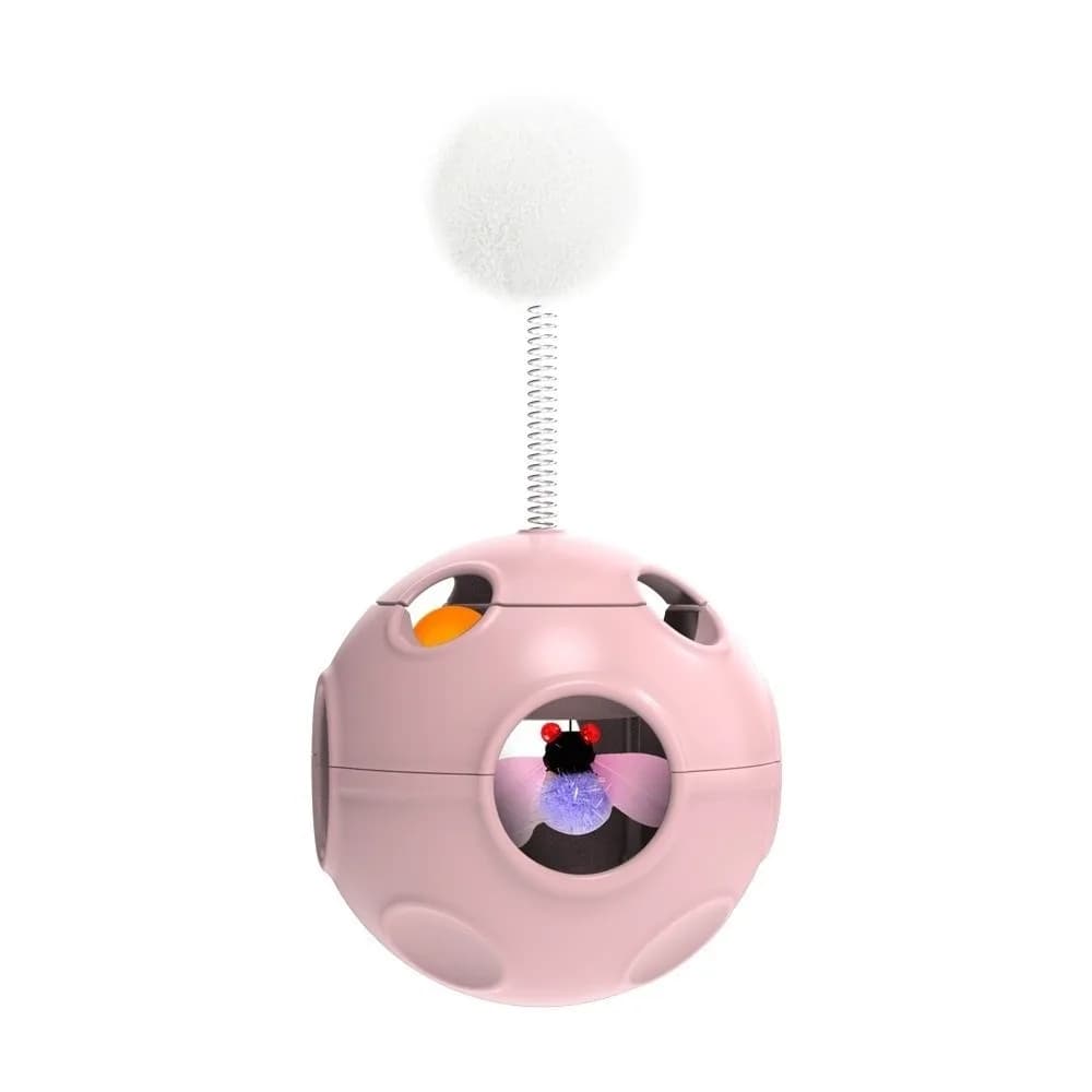 Divertente Palla Giocattolo per Gatti a Rotazione Automatica con Piuma, Pallone da Calcio per Gatti, Palla di Peluche con Campanelli, Palla Dispensatrice di Cibo per Esercizio