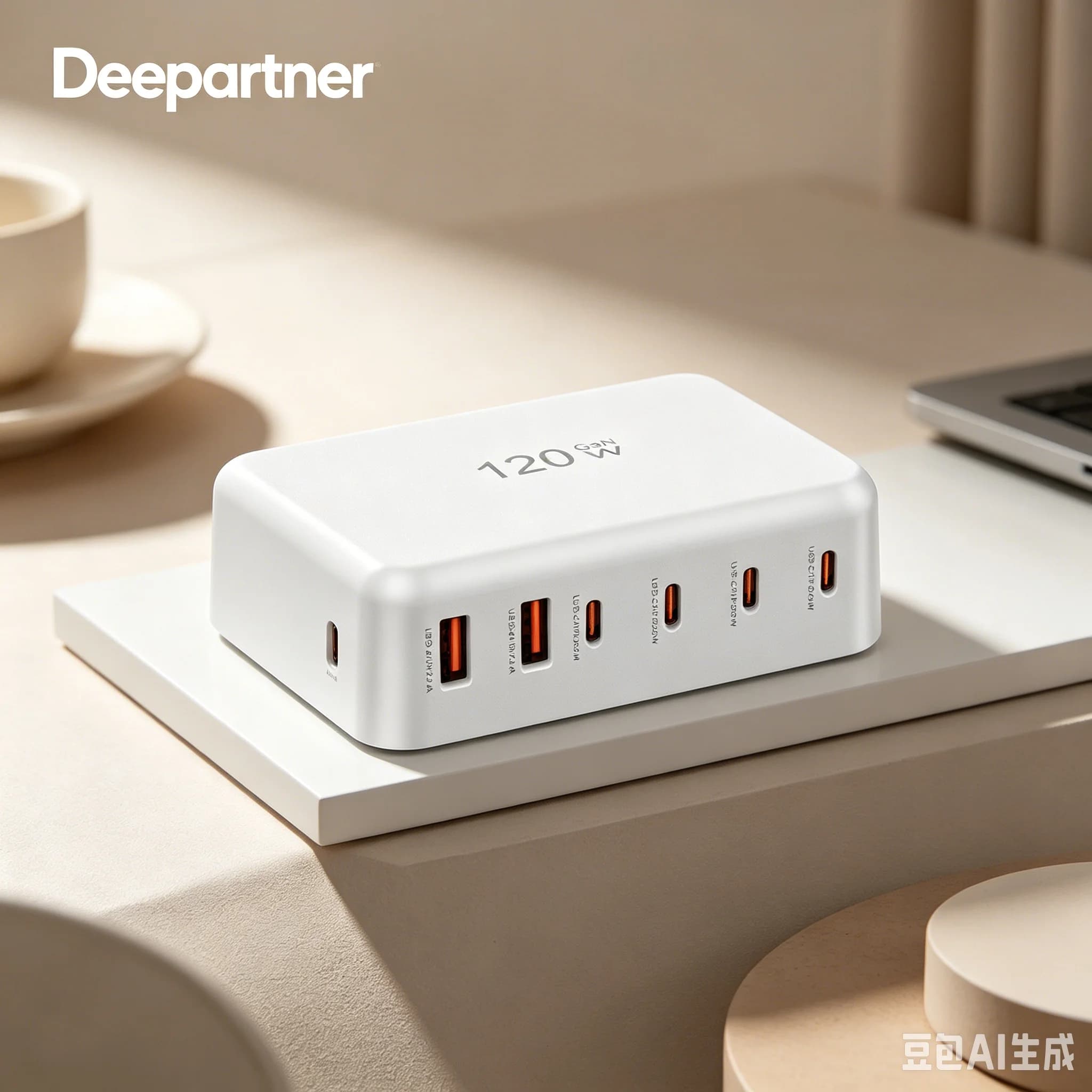NUOVO Caricatore Rapido GaN PD da 120W, Adattatore di Ricarica Multi-Dispositivo a 6 Porte per iPhone, MacBook, iPad