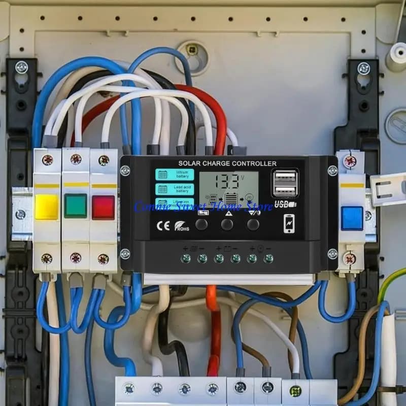 LXAF Solar Panel Regulator with LCD Display Double USB Port Solar Charging Controller for 12V 24V Systems Improved Control
