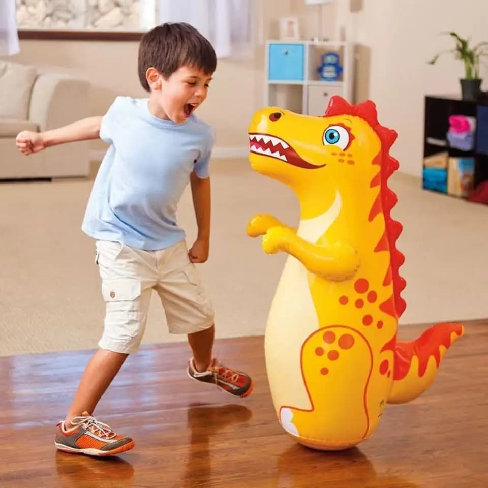 Kids Adult Glass Boxing Inflatable Standing Boxing Bag Boys Dinosaur Sports Toys Children's Activities Outdoor Play Gift