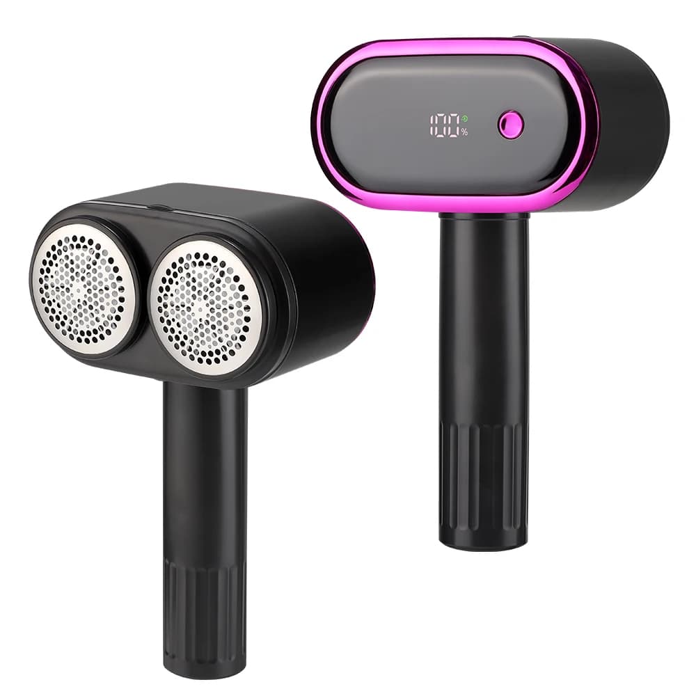 Fabric Shaver Dual Head Electric Lint Remover 5 Speeds LED Display Type C Rechargeable for Sweater Coat Sofa Clothes