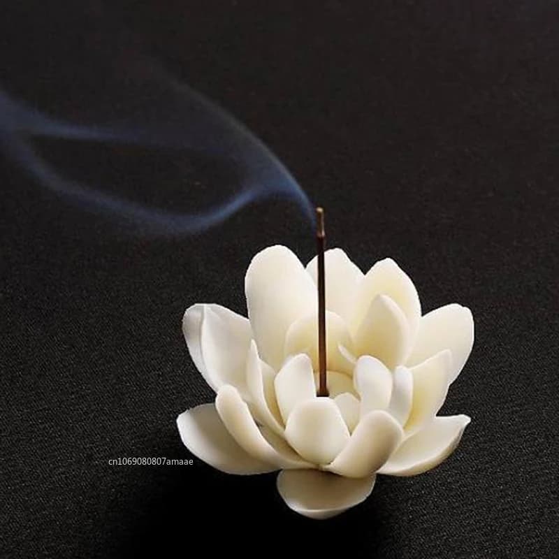 Nuovo ceramica bianco loto bruciatore di incenso sandalo legno bruciatore di incenso ornamenti casa stanza incenso bastoncino aromaterapia