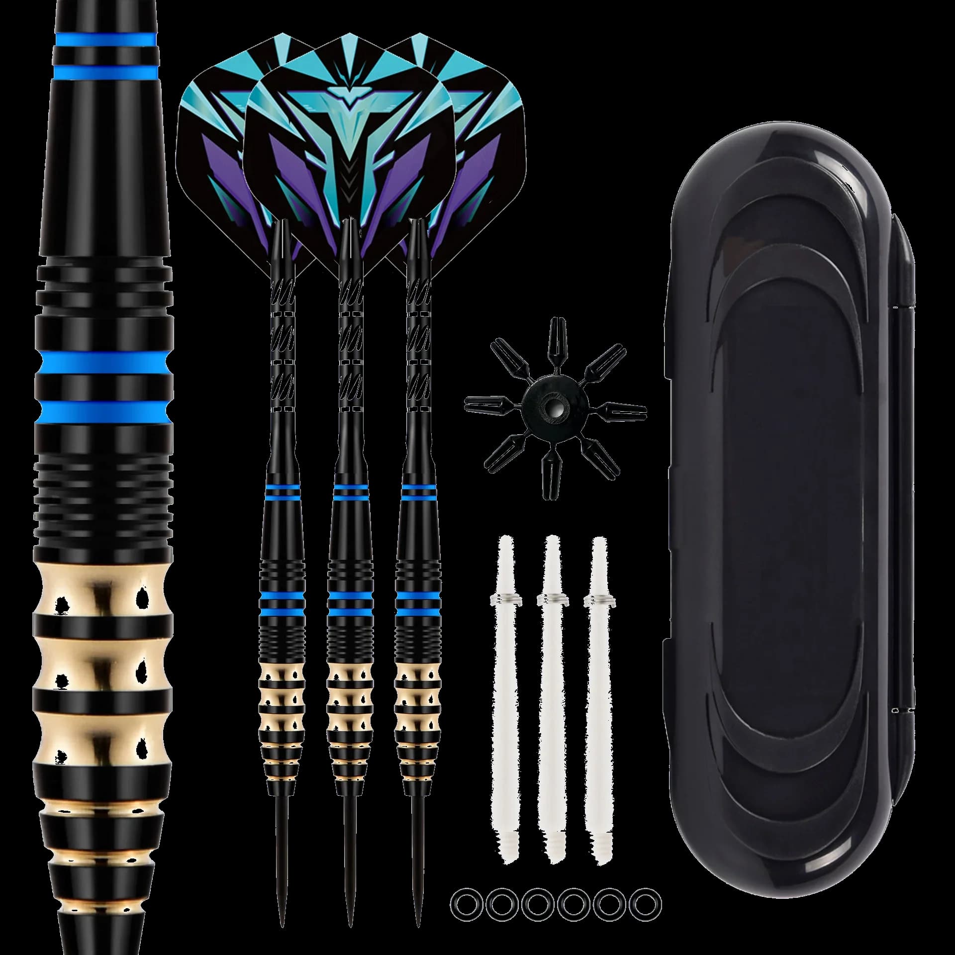 3 PCS Professional Blue Darts with Free Case 23g Steel Tip Darts Iron Copper Barrel for Indoor Game Sports