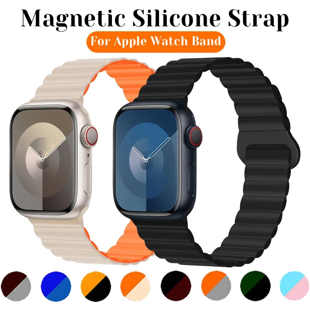 Cinturino magnetico in silicone per cinturino Apple Watch 44mm 46mm 42mm 45mm 49mm 41mm Bracciale sportivo serie iWatch ultra 10 9 8 7 6 5 SE 44