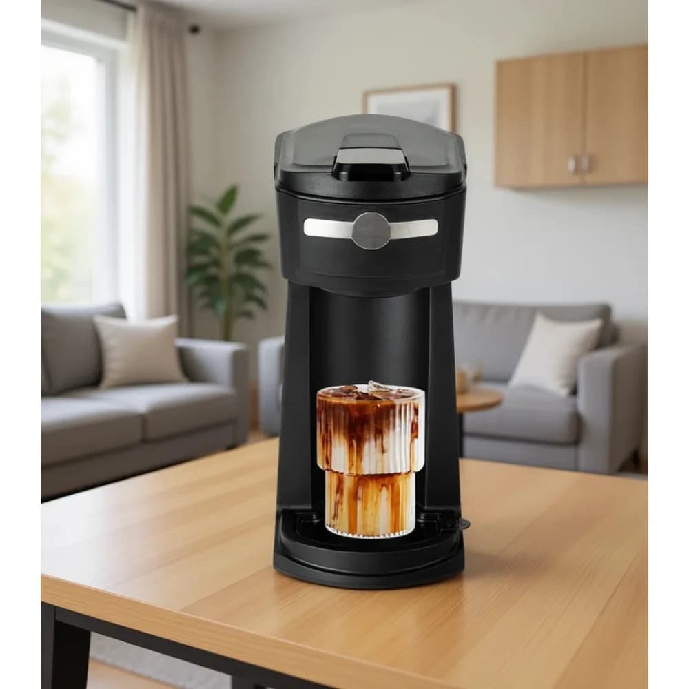 Macchina da Caffè 2 in 1 per Porzione Singola, da 6 a 14 oz, Spegnimento Automatico, Filtro Riutilizzabile, per Caffè Macinato, Tè e Bevande Fredde