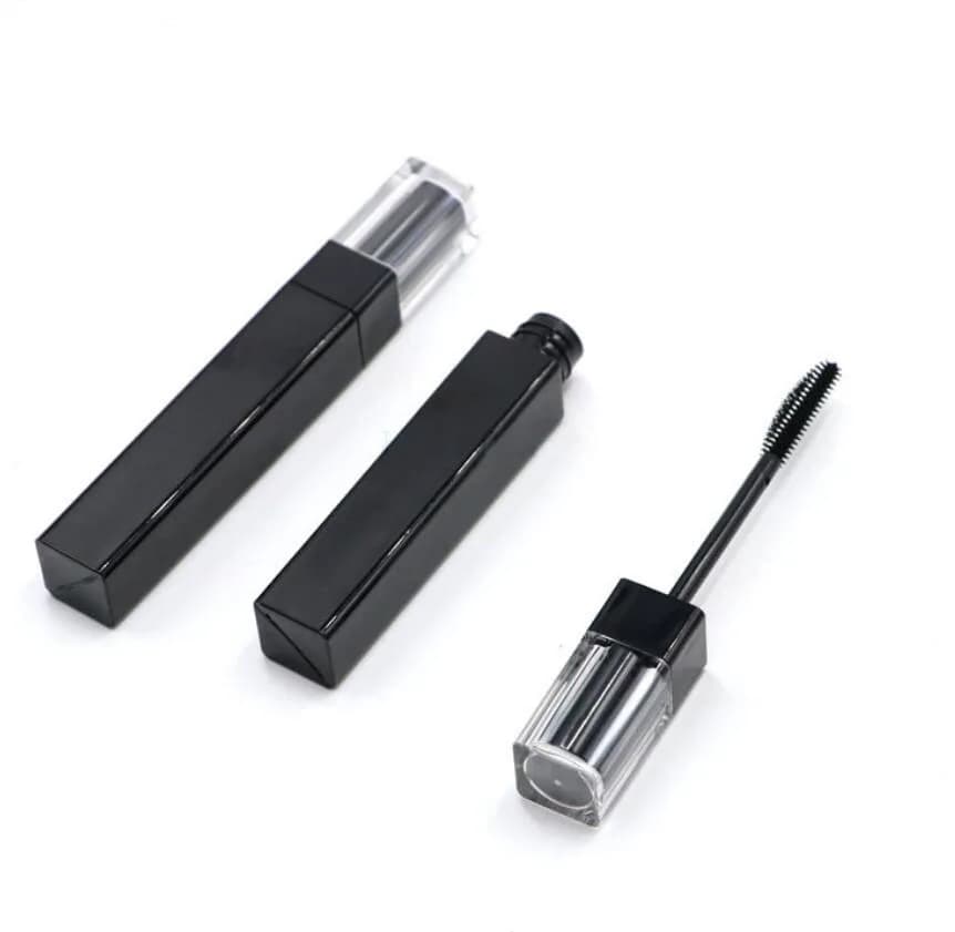 Contenitore cosmetico quadrato nero da 6 ml per mascara, lozione, emulsione, pennello per sopracciglia, tonico liquido, confezione cosmetica.