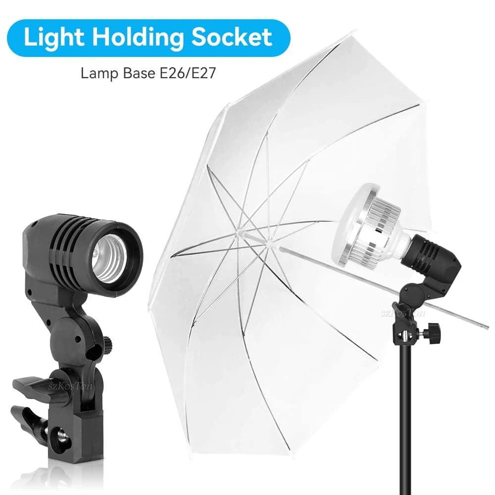 2PCS/1PC E27 Portalampada a testa singola Presa Flash Ombrello Staffa Foto Illuminazione Portalampada per Studio fotografico Accessori