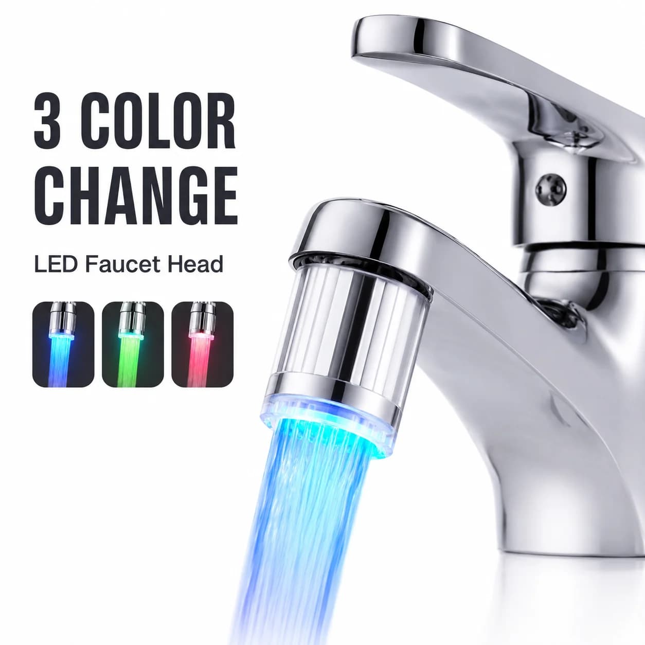 Rubinetto LED con Controllo della Temperatura e Cambio Automatico a 3 Colori, Risparmio Idrico, Luce Notturna, per Cucina e Bagno