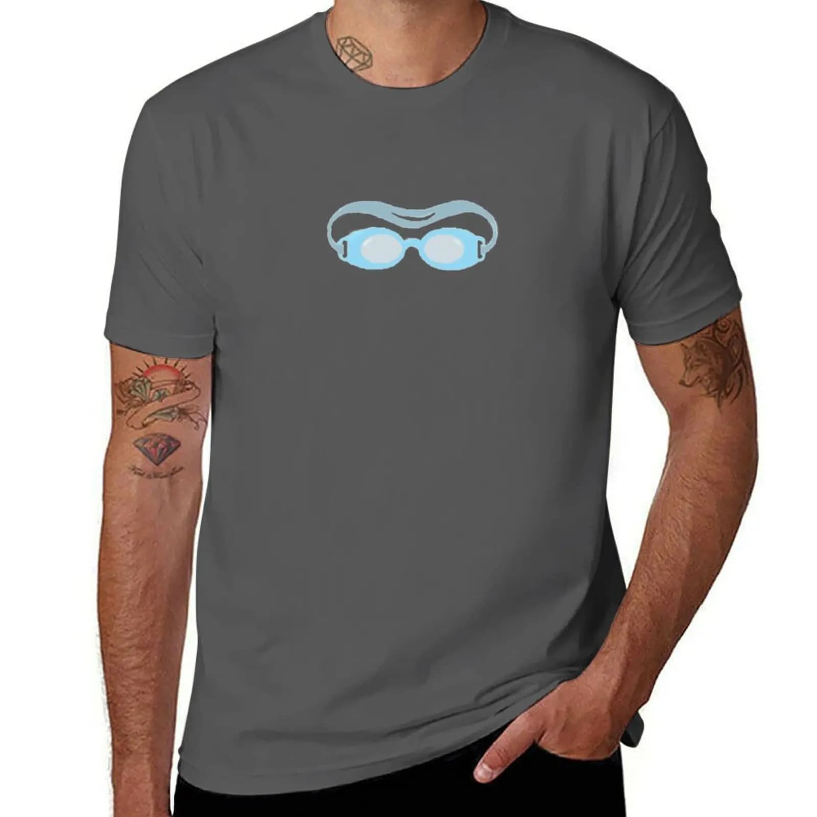 T-shirt with swim glasses, casual short sleeve top for vacation
