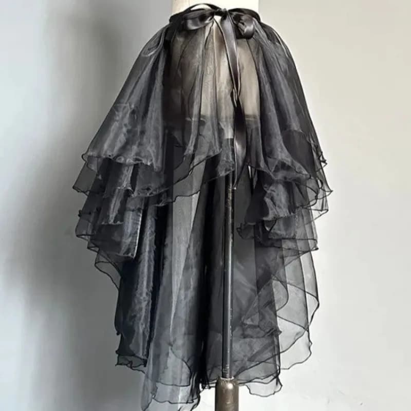 Gonne da ballo intere da donna Vedi attraverso papillon irregolare Gonne a coda al ginocchio Midi Balletto Garza Swing Wrap