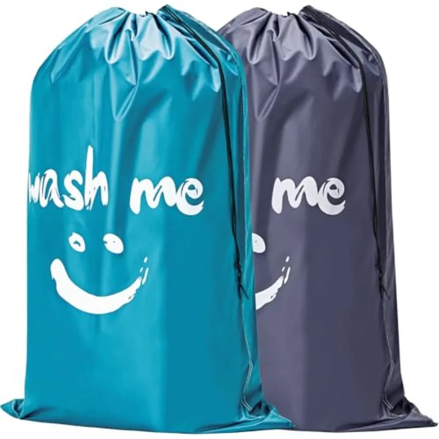Confezione da 2 Sacchi XL Wash Me per Bucato da Viaggio, Organizzatore per Vestiti Sporchi, Ampio e Adatto per 4 Carichi di Bucato, Facile da Inserire in un Cesto per il Bucato