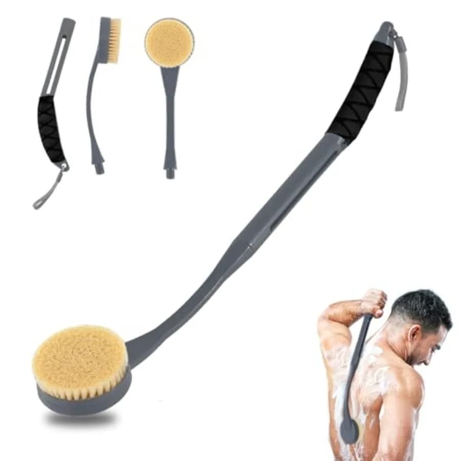 Back Scrubber for Shower, 20.5" Long Handle Shower Brush for Body for Deep Clean, Back Brush for Shower for Men Women