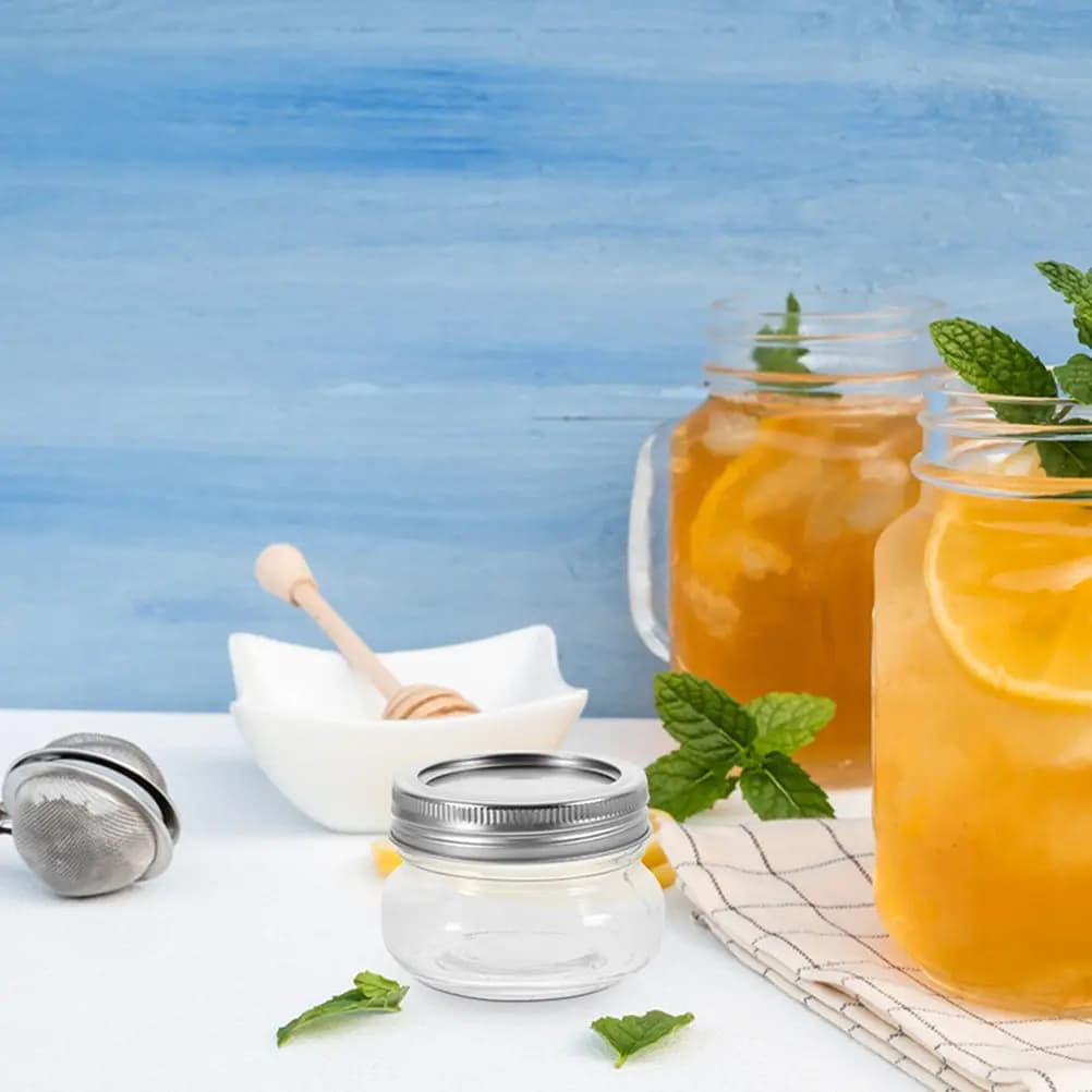 2 small glass jars with lids, jars with airtight closure for honey, jam, sugar, transparent food containers, kitchen organizer
