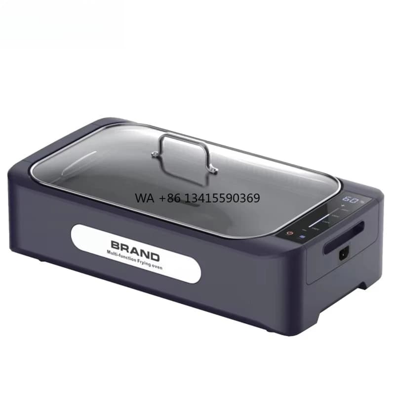 DEWEISI Griglia elettrica coreana senza fumo Macchina per barbecue domestico Griglia interna con pannello digitale Pentole da campeggio all'aperto