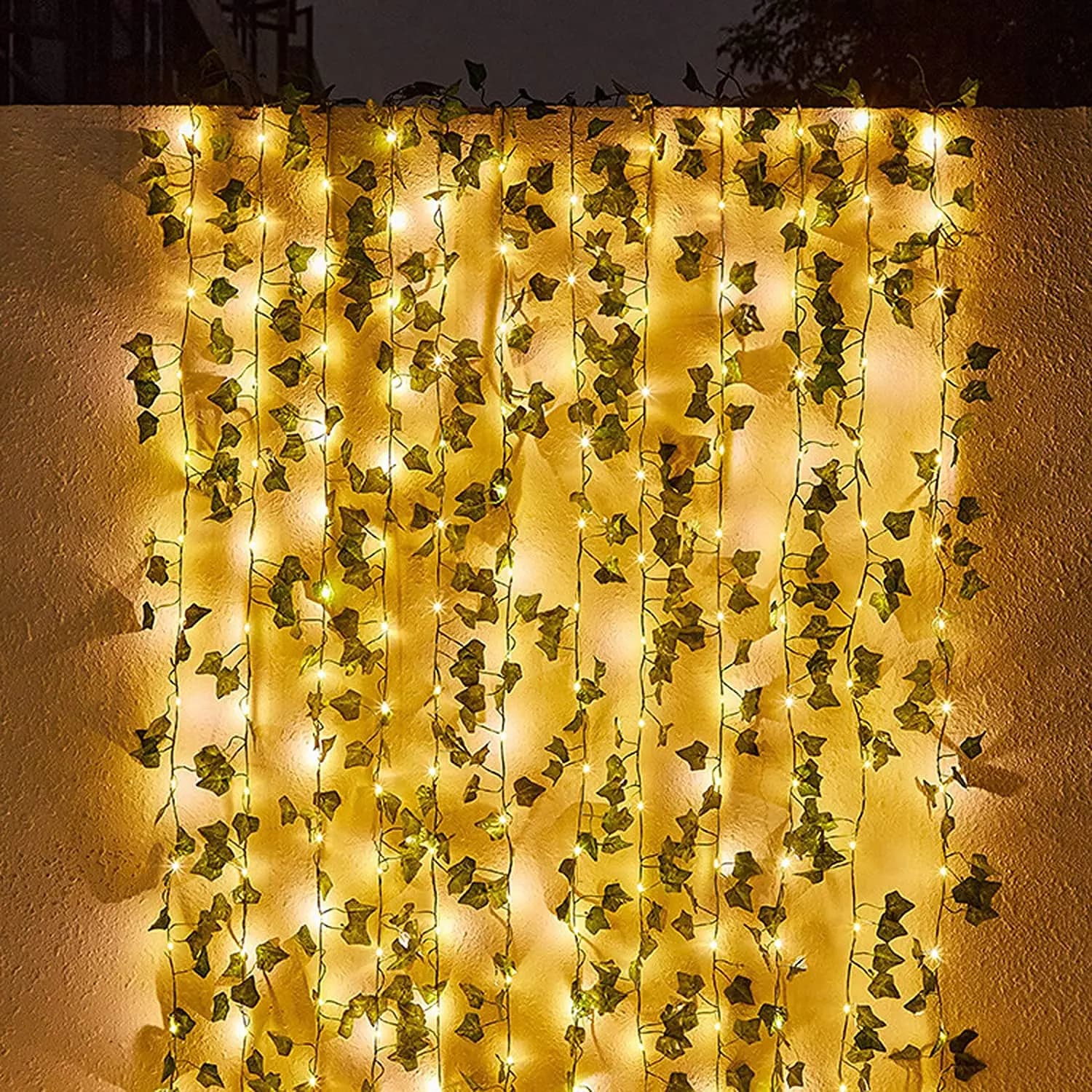 Luci Solari a Stringa a Forma di Foglie di Edera Artificiali da 10M, 100 LED, 8 Modalità, Lampada Solare da Giardino per Esterni, per Decorazioni di Feste e Campeggio