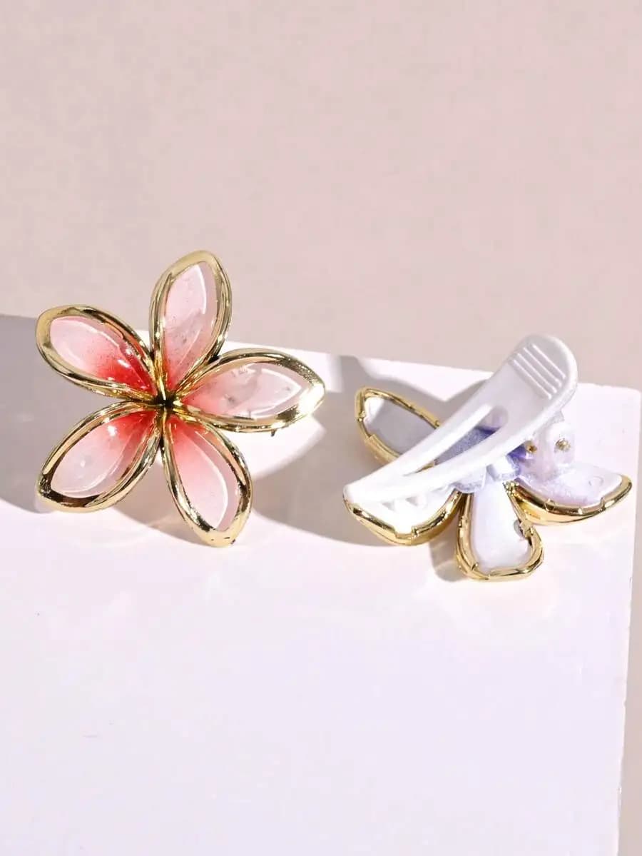 Fermagli per capelli a forma di anatra floreale per donna, fermagli laterali colorati e dolci, circa 4 cm