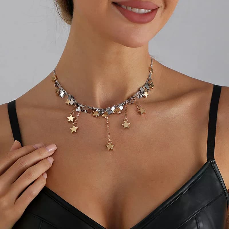 Collana con ciondolo geometrico multi stella Accessori per gioielli stile ragazza piccante di moda di lusso da donna