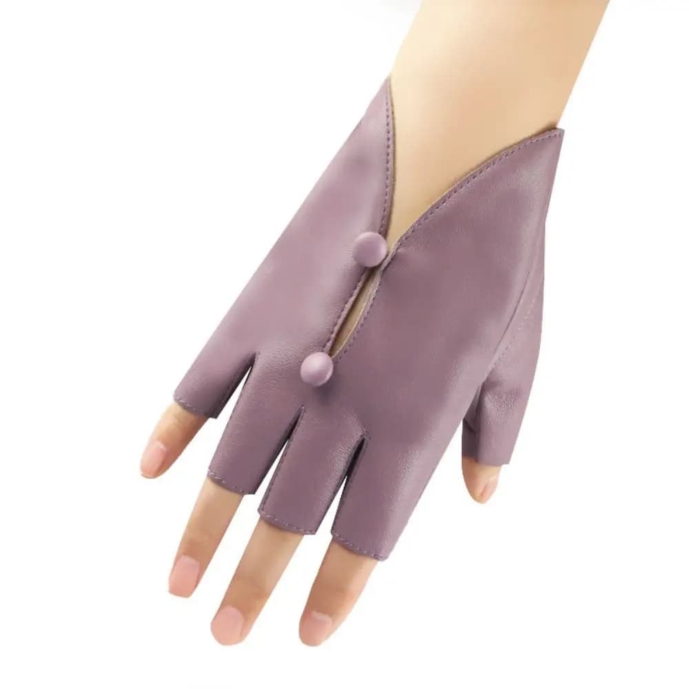 Guanti in Pelle PU per Donne, Protezione Antiscivolo per il Palmo, Guanti Mezze Dita, Resistenti e Ammortizzanti
