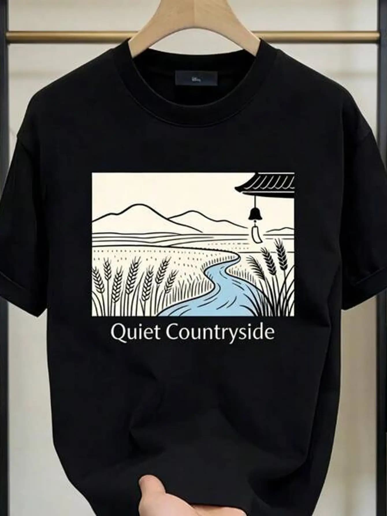 1pc 2D, Men'S T-Shirts, Rural Graphic Design, Classic Crew Neck Loose Fit Top Ideal For Everyday Casual Use, Soft Breathable Lightweight Clothing, Easy To Pair With Jeans Or Shorts, Fashionable Comfortable