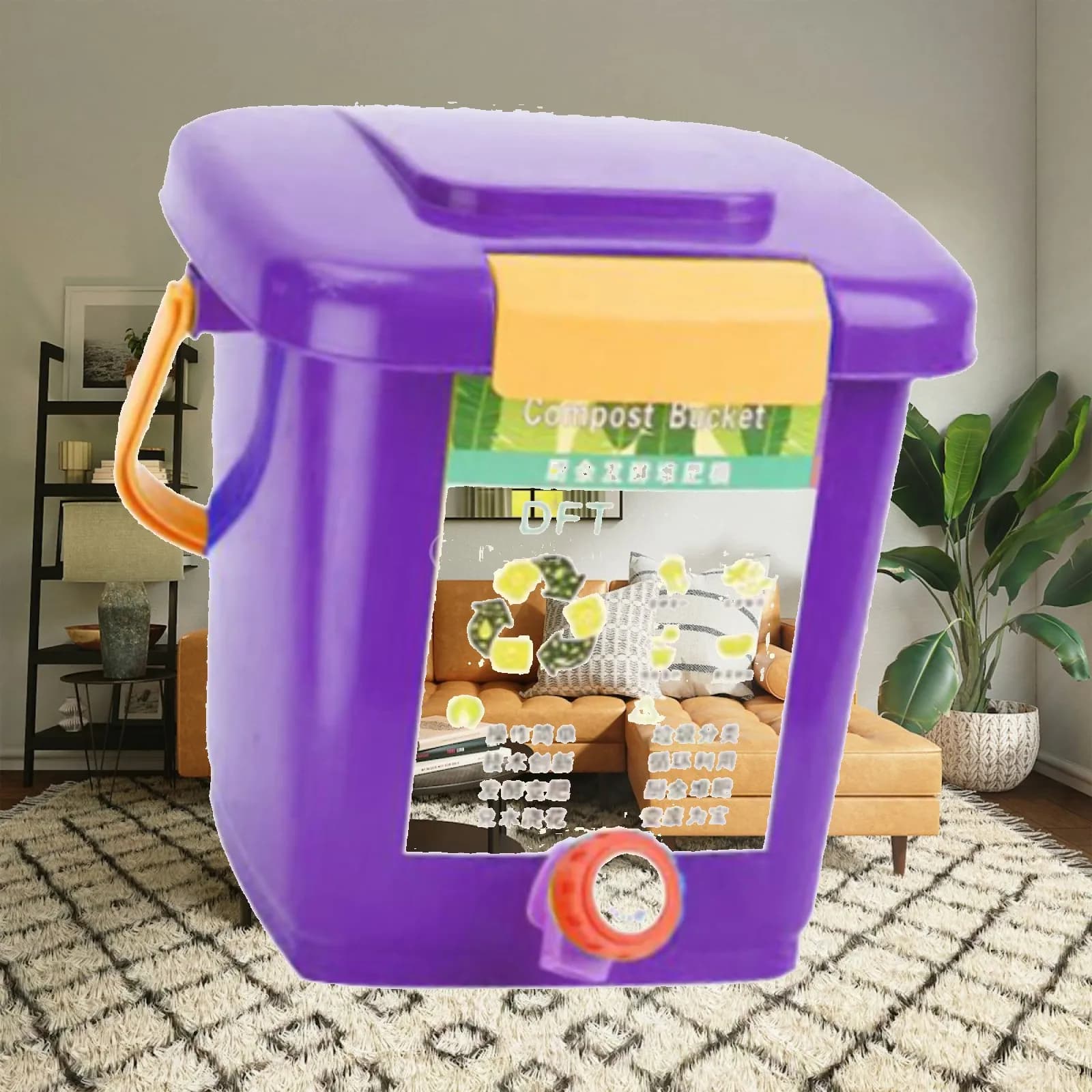 Contenitore per Compostaggio Rifiuti da Cucina, Elegante Bidone con Manico Rinforzato, Cestino Multiuso per Compost da Bancone