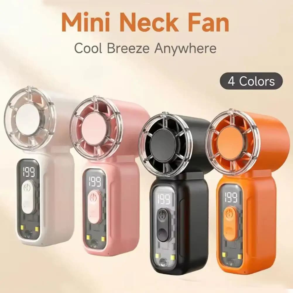 Ventilatore Portatile USB Ricaricabile, Ultra-Silenzioso con Display Digitale, Potente Flusso d'Aria, Ideale per Viaggi, Concerti ed Estate