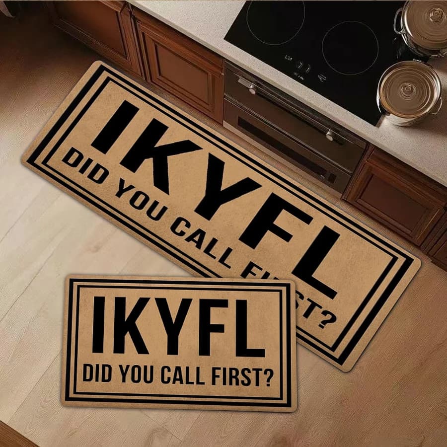 1/2/3Pcs Flannel Kitchen Mat—Funny IKYFL Did You Call First Doormat Flannel Non-Slip Entrance Mat Personalized Welcome Rug Floor Carpet for Living Room Kitchen Bathroom Hallway Entryway Interior Door Mat Anti-Fatigue Comfortable Foot Pad—