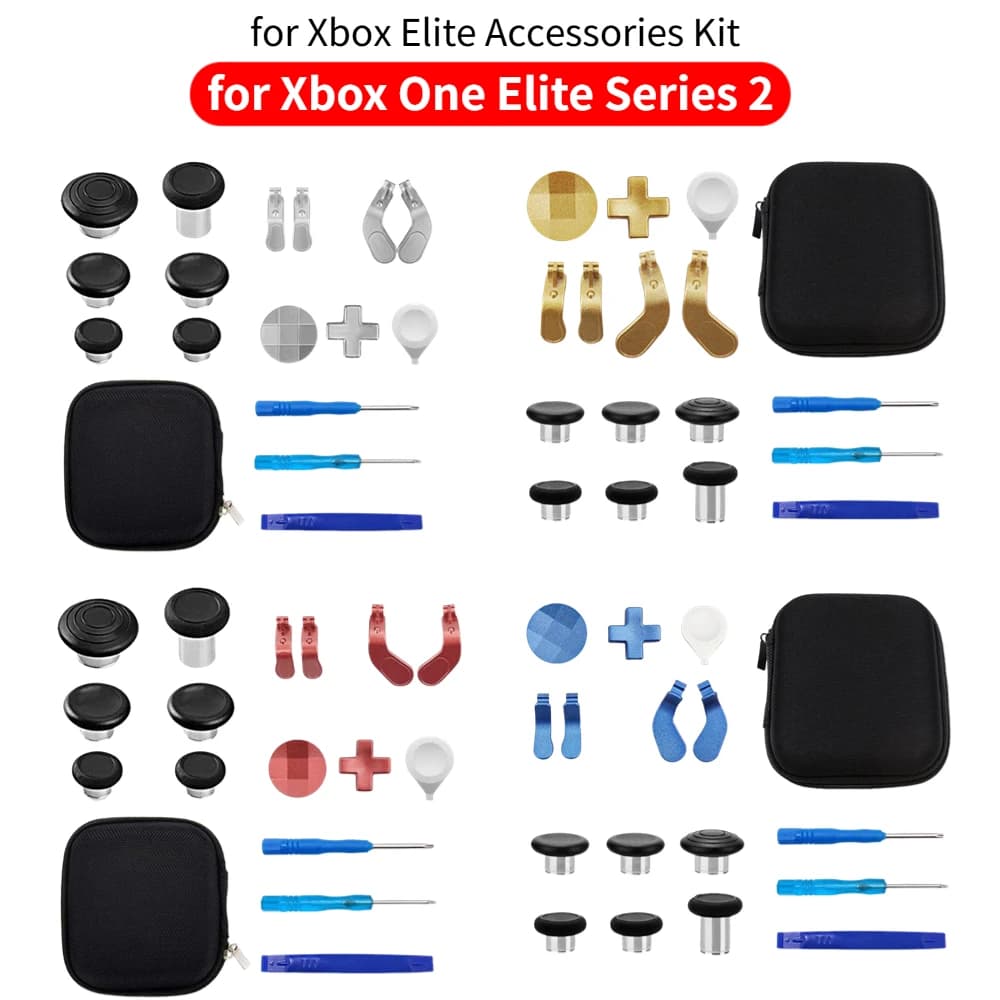 Kit di accessori fai-da-te per controller Xbox One Elite Series 2 - Copri joystick in metallo, impugnature per le manopole, borsa portaoggetti, accessori D-Pad
