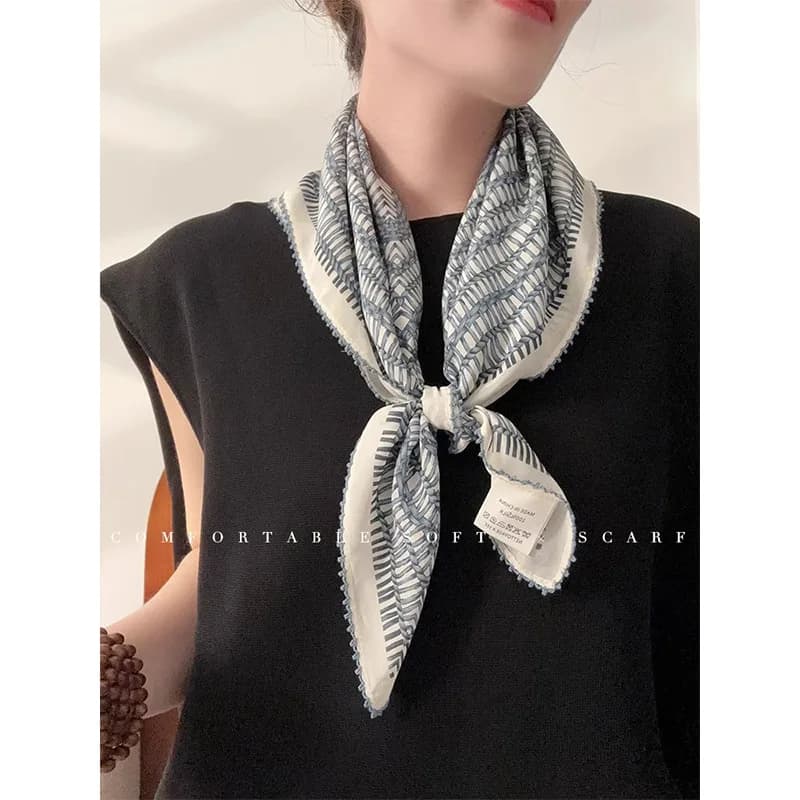Sciarpa 100% Pura Seta di Gelso da Donna, Sciarpa in Pizzo alla Moda Leggera Protettiva Solare per la Collezione Estiva, Elegante per il Pendolarismo