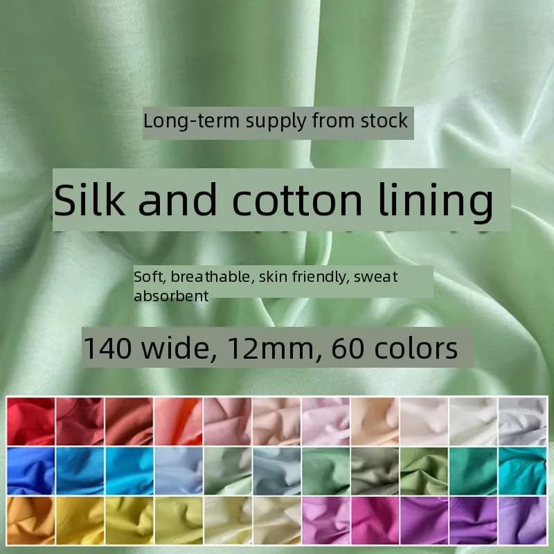 Tessuto in Cotone e Seta Naturale Tinta Unita 80, Materiale per Cucito e Fodere in Seta di Gelso 12mm