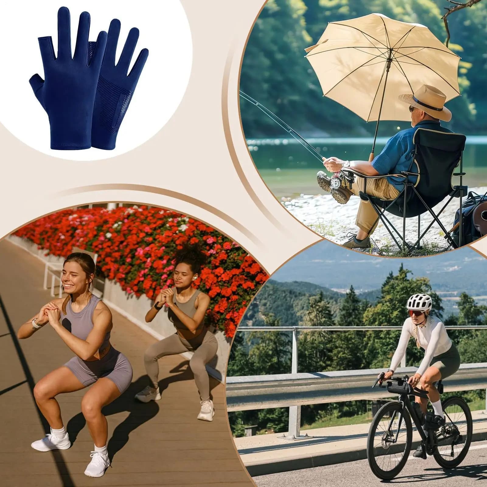 UV Gloves Touchscreen Ice Silk Sweat-Wicking Summer Mittens UV Driving Gloves For Summer Cycling Motorcycle Mountain Bike Riding