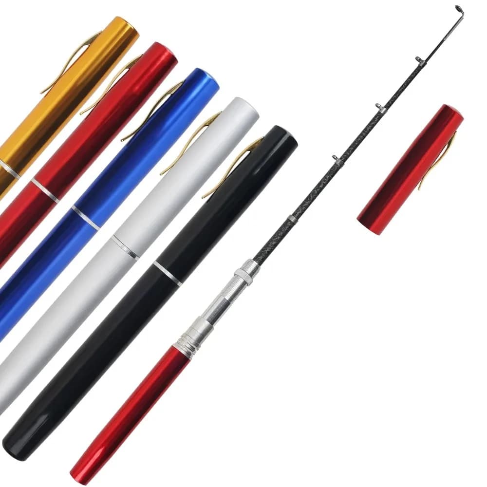 Canna da pesca con penna tascabile da 1,6 m/1 m Canna da pesca pieghevole telescopica portatile per pesca a mosca su ghiaccio Acqua salata in mare Acqua dolce