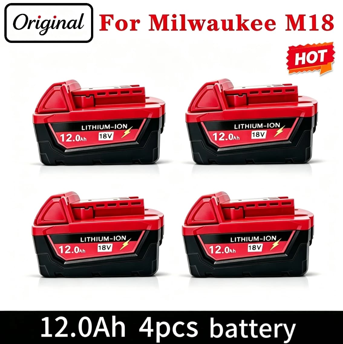For Milwaukee M18 Power Tool Battery, Charger, BR, XC, 18V, 6000mAh M18B5, 48-11-1860, Built-in 18650 Battery 2026