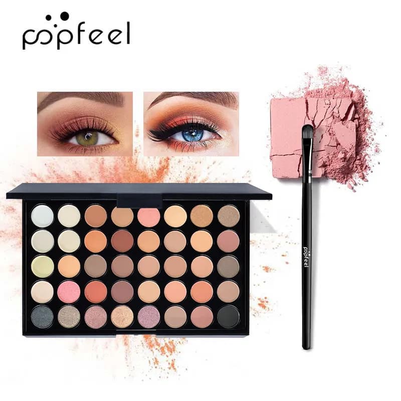 Palette di ombretti POPFEEL da 40 colori con pennello, altamente pigmentata, a lunga durata, adatta ai principianti