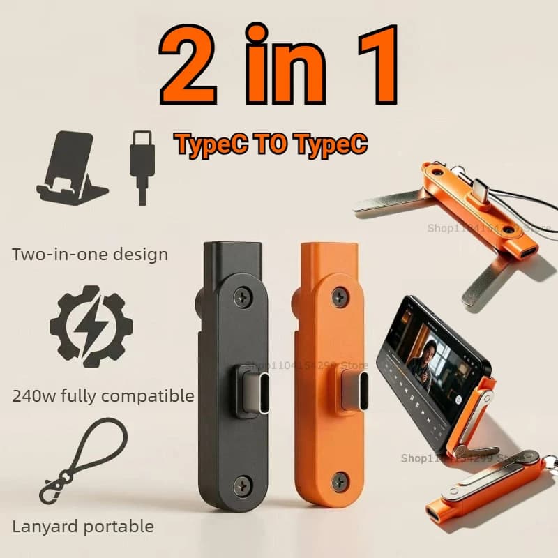 Phone Flat Charger Type C 240W Foldable Stand Fast Charging Kick Cable Stand Holder Flat Cell Phone Charger for IPhone 17 16