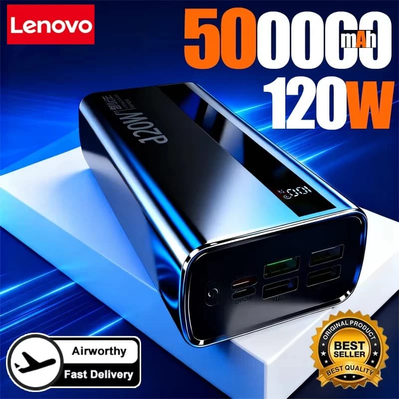 Lenovo 200000mAh Junp Starter 120W Caricabatterie portatile a ricarica super veloce Display digitale a LED con capacità ultra elevata per iPhone