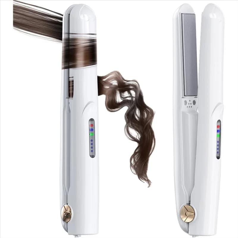 Mini piastra per capelli e bigodino senza fili, strumento caldo da viaggio portatile, supporto per arricciatura dritta con ricarica USB senza fili