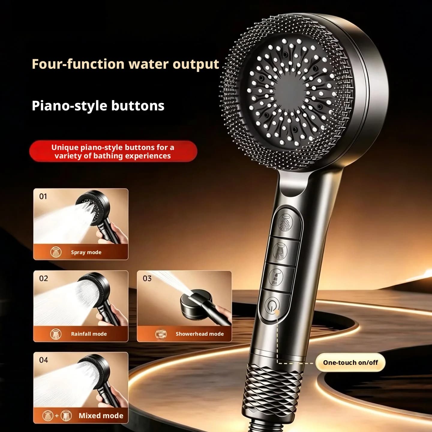 4-Speed Spray Gun Pressurized Filter Massage Shower Bathroom Shower Super Strong Lotus Head Pressurized Shower Head Set