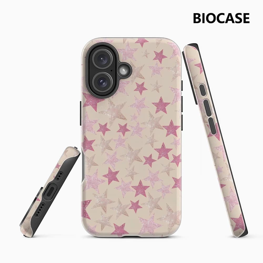 Custodia per telefono magnetica con glitter rosa effetto caduta di stelle per iPhone 17 16 15 14 13 Pro Max Plus, custodia robusta a strato singolo/doppio