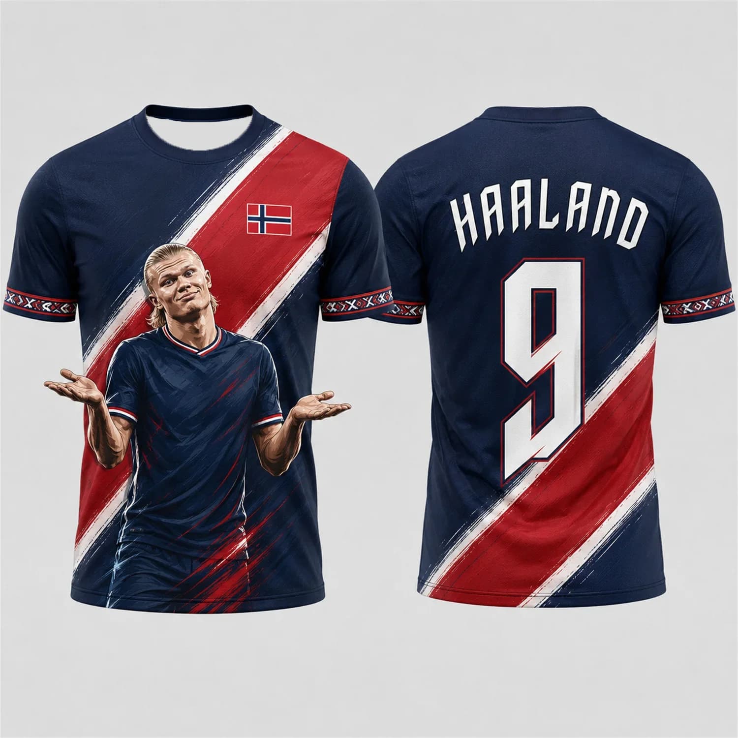 Kids 2026 Haaland Commemorative Football Jersey Athletic Soccer Short Sleeved T-shirts 2-13 Years Boys Girls Casual Fans Tops