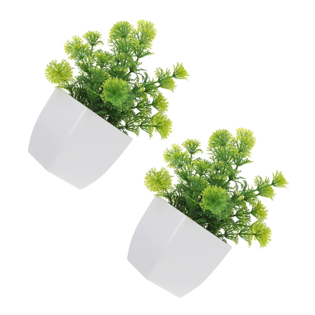 2Pcs Small Artificial Bonsai Plants Realistic Faux Greenery for Home Decor Mini Indoor Plants Desktop Shelf Bathroom Counter