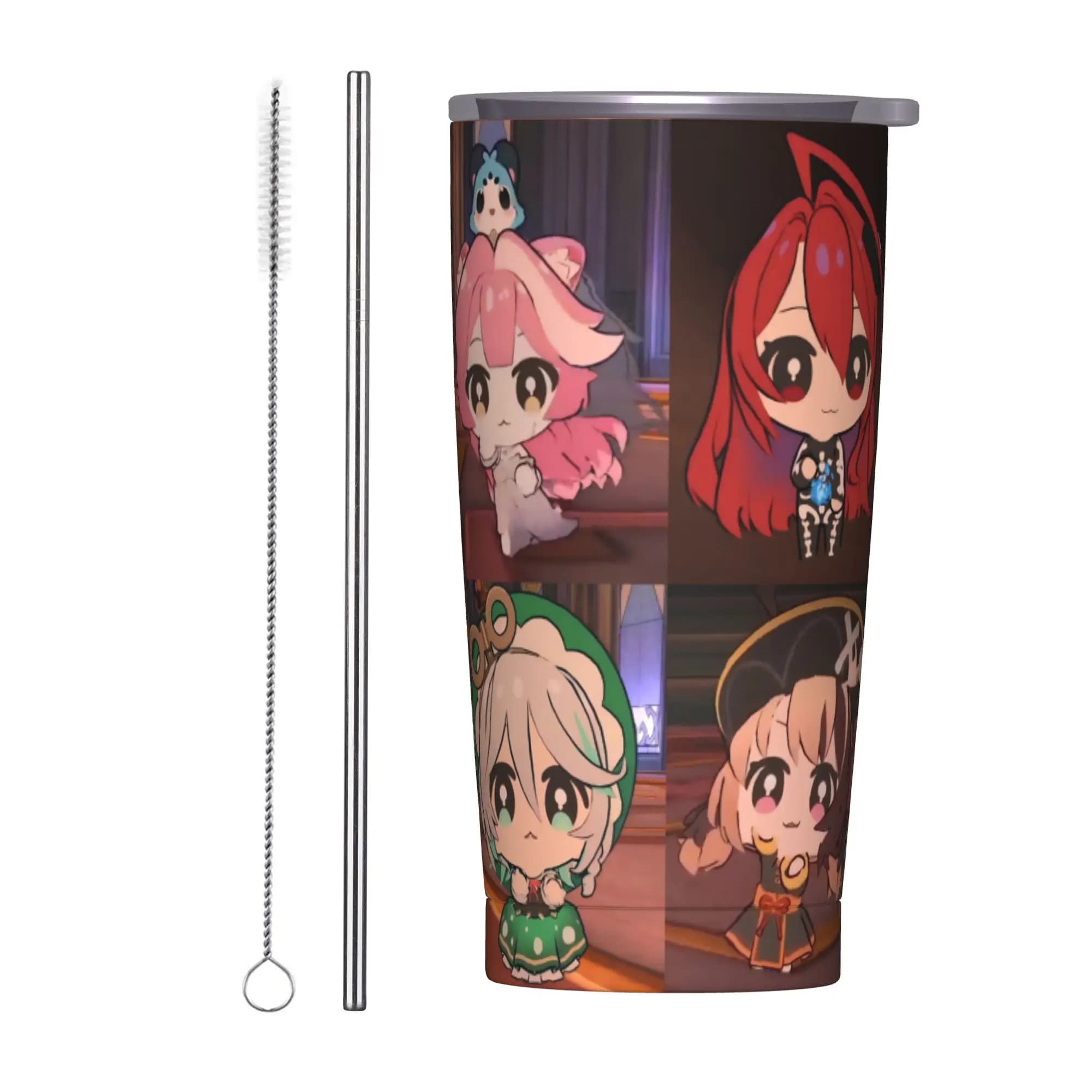 Tazza Termica Trickcal C-Chibi Go Games, Bicchiere Isolato Sottovuoto in Acciaio Inox a Doppia Parete, Bottiglia d'Acqua 20oz