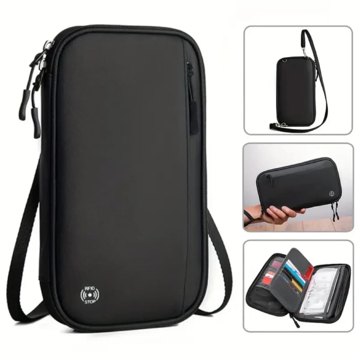 Portafoglio da viaggio Porta passaporto Organizzatore di documenti da viaggio Custodia per passaporto impermeabile durevole con blocco RFID per donna uomo