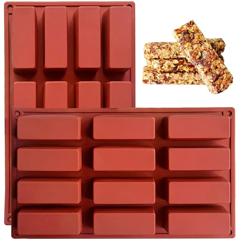 1pcs Chocolate Bar Mold Rectangular, 12 Cavities Cereal bar Silicone Molds, Granola Bar Pan for Baking Protein bars, Cheesecake