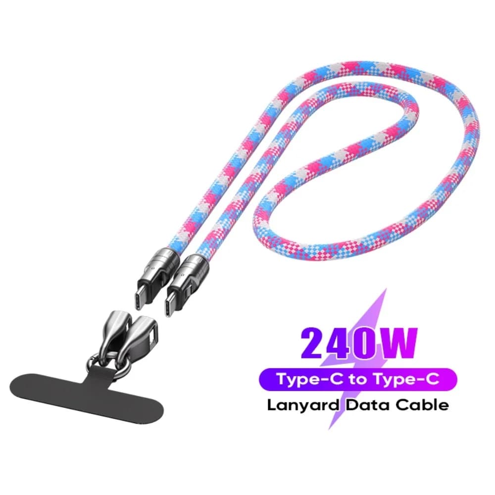 Cavo dati da USB C a tipo C da 240 W, cinturino da polso, cavo di ricarica da 30 cm/120 cm, ricarica rapida 5A, adatto per Huawei Samsung iPhone Xiaomi