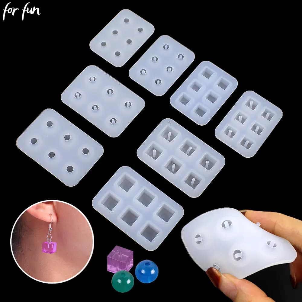 Per divertimento 10/8MM perline stampi in Silicone orecchini ciondolo con fori stampo in resina cubo palla stampo gioielli fai da te che fanno collana braccialetto