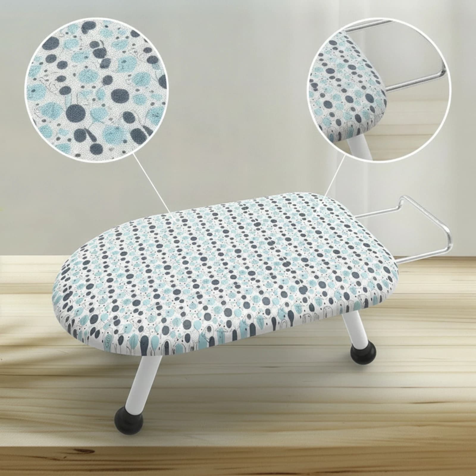 Foldable Ironing Board with Padded Surface Compact Portable Ironing Board with Floral Cover Small Sturdy for Apartment Dwellers
