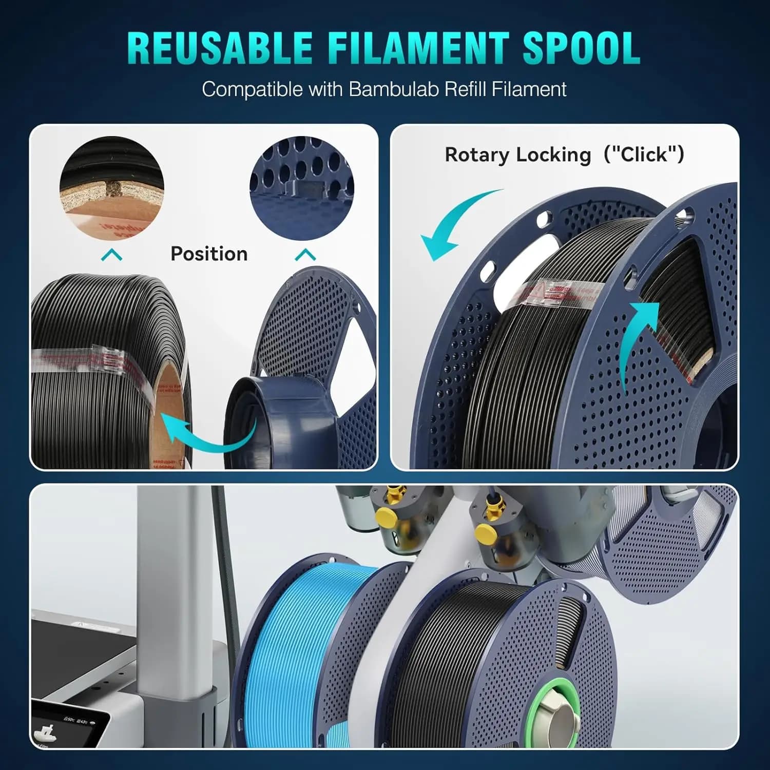 1KG Midnight Black PLA Plus 2.0 3D Printer Filament,Spool 2.2 Lbs,High Toughness Uniformly Wound,Dimensional Accuracy +/-0.02mm